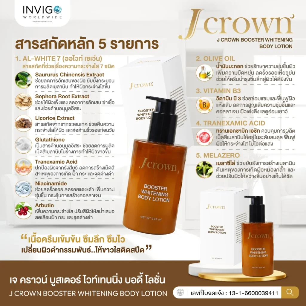 Jcrown BodyLotion เจคาร์น บอดี้ โลชั่น ผิวขาว ผิวเนียน ผิวกาย