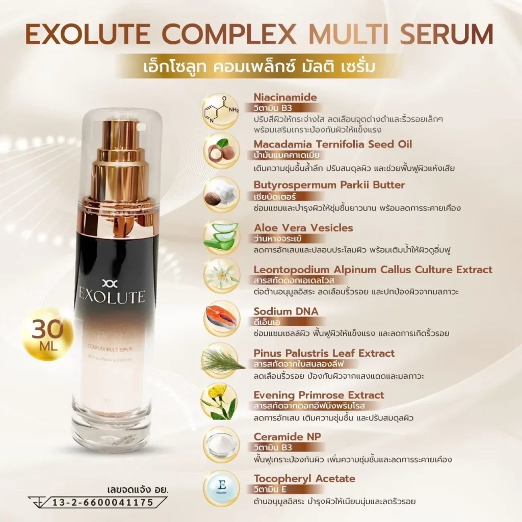 EXOLUTE COMPLEX MULTI SERUM เอ็กโซลูท คอมเพล็กซ์ มัลติ เซรั่ม